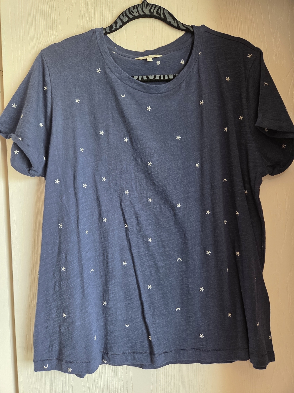 Lucky Brand Navy Short Sleeve Tee with White Star & Moon Print